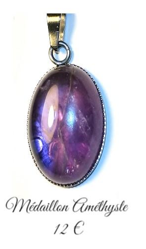 Medaillon pierre amethyste